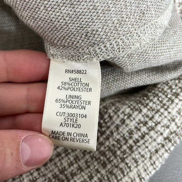 Max Studio Nordstrom NWT Jacket Diagonal Zip Knit Collar Tan White Size Large L - Picture 13 of 17